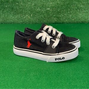 Polo Faxson Black Red Canvas Lowtop Sneakers Toddler Baby Boy Size 8C